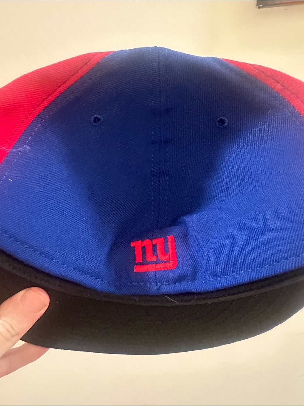 New Era Blue and Red NY Embroidered Baseball Cap with Black 7 5/8 fitted
